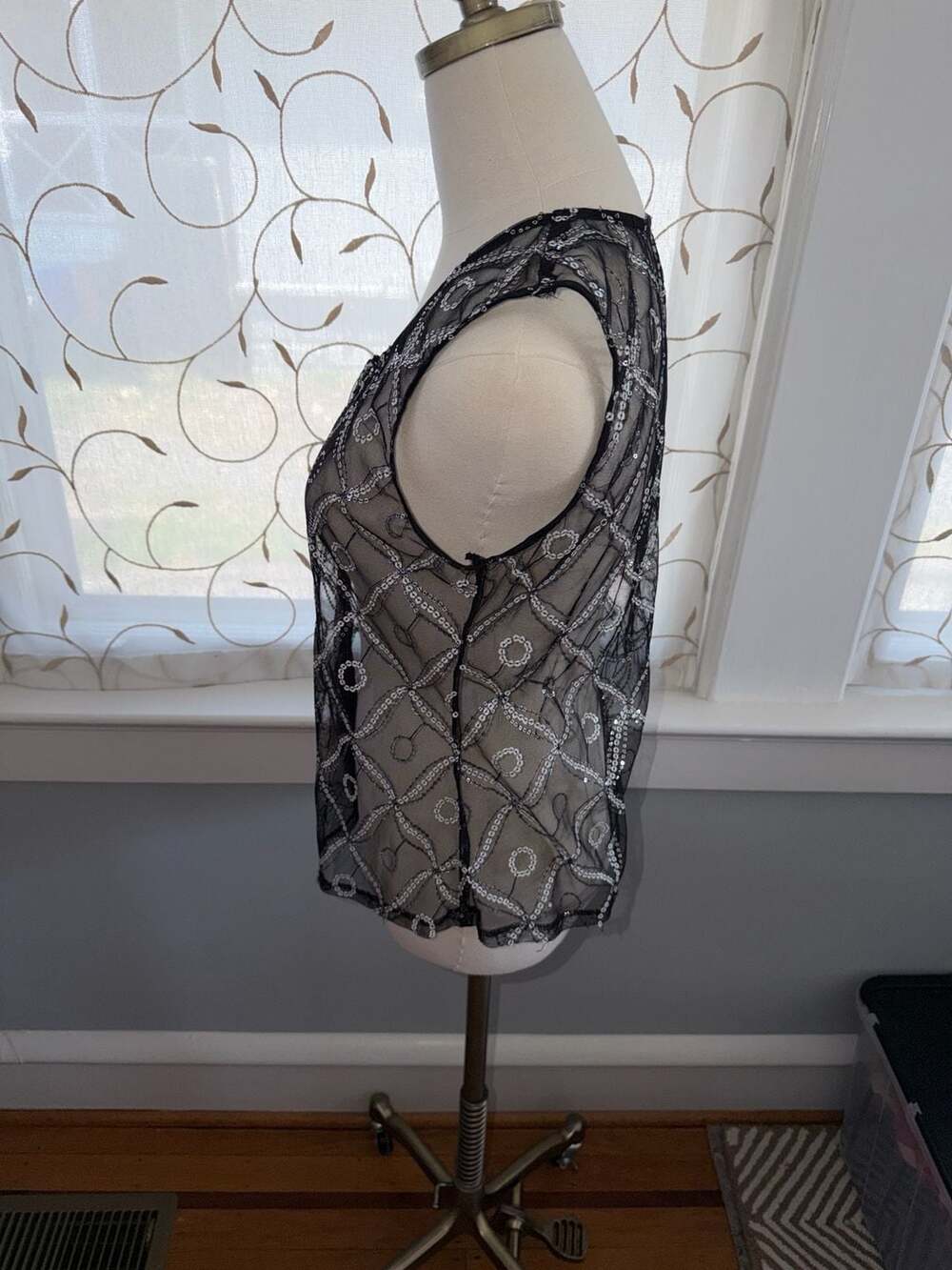 Royal Highness Equestrian Black Embroidered Mesh Sequin Vest - Picture 3 of 6